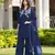 Navy-blue embroidered viscose georgette stitched straight cut kurta culottes dupatta readymade suits