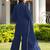 Navy-blue embroidered viscose georgette stitched straight cut kurta culottes dupatta readymade suits