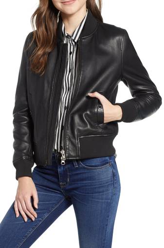 Women's genuine lambskin leather bomber jacket