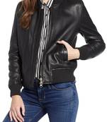 Women's genuine lambskin leather bomber jacket
