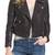Women's lambskin leather jacket fully quilted leather moto jacket