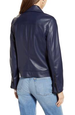 women's black lambskin leather jacket flap pockets 2