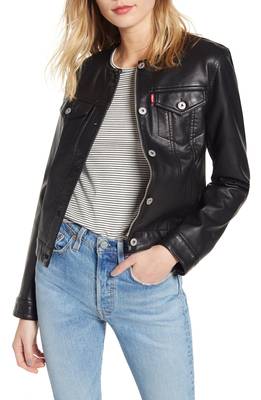 women's black lambskin leather jacket chest pockets 1
