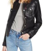 women's lambskin leather jacket chest flap pockets real leather jacket