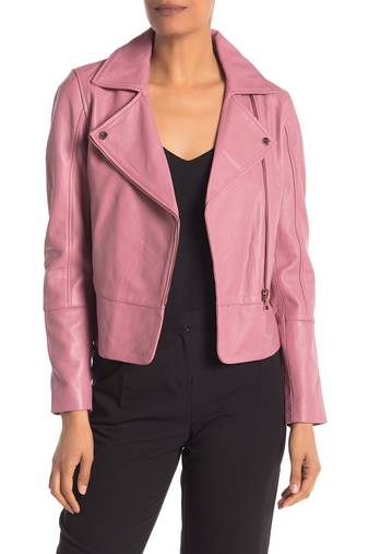 Women's lambskin leather jacket biker pointed collar leather jacket