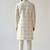 Ivory gold zardozi work raw silk royal sherwani with mandarin collar