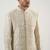 Ivory gold zardozi work raw silk royal sherwani with mandarin collar