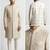 Ivory gold zardozi work raw silk royal sherwani with mandarin collar