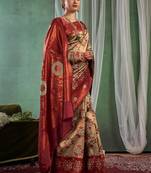 maroon banarasi south silk saree with zari work