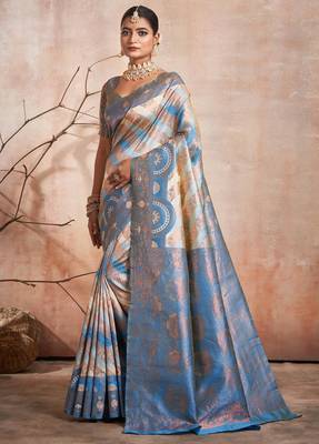 cream silk saree with woven design 1
