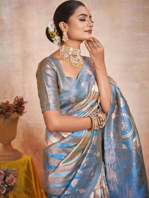 cream silk saree with woven design 5