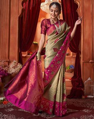 chiku jacquard south silk saree with zari work 1