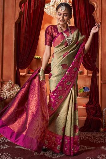 Jacquard chiku jacquard south silk fancy saree with unstitched blouse