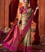 chiku jacquard south silk saree with zari work