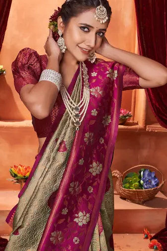 chiku jacquard south silk saree with zari work
