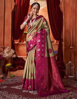 chiku jacquard south silk saree with zari work 4