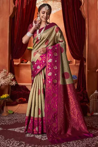 chiku jacquard south silk saree with zari work