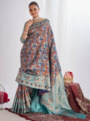 brown cotton silk saree with self design 1