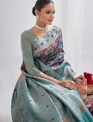 brown cotton silk saree with self design 2