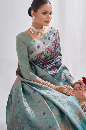 brown cotton silk saree with self design