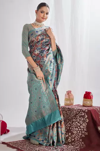brown cotton silk saree with self design