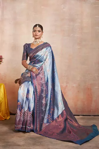 cream silk saree with woven zari work