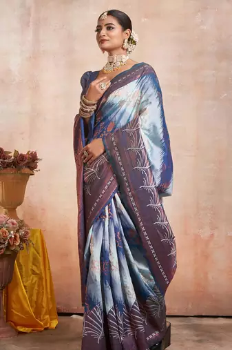 cream silk saree with woven zari work