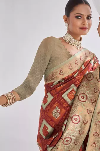 maroon art silk jacquard self design woven saree