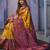  dark yellow jacquard silk blend light weight saree with unstitched blouse