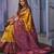  dark yellow jacquard silk blend light weight saree with unstitched blouse