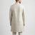 cream art silk sherwani set with thread work