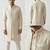 cream art silk sherwani set with thread work