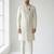 Off-white pearl & crystal work silk blend wedding sherwani with mandarin collar