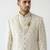 Off-white pearl & crystal work silk blend wedding sherwani with mandarin collar