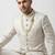 Ivory floral embroidered silk jacquard sherwani with mandarin collar for weddings and festive occasions