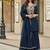 Women navy blue floral embroidered kurta sharara dupatta set
