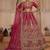 Dazzling Rani Pink Zari Work Silk Bridal Lehenga Choli With Double Dupatta