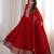 Red embroidered premium pure vichitra silk fully stitched flared anarkali gown