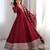 Maroon embroidered heavy pure blooming vichitra silk fully stitched kali pattern anarkali set