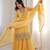 Yellow embroidyered sequins dori thread work soft crunchy silk fully stitched kurta sharara