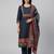 Women navy blue cotton printed kurta pant dupatta set with gota work and lace