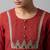 Women red cotton printed kurta pant dupatta set with gota work and lace