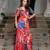 Red printed viscose sharara set