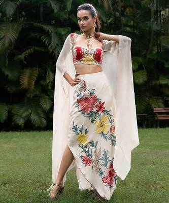 light grey viscose embroidered co ord set for women 3