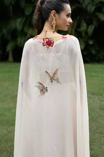 light grey viscose embroidered co ord set for women