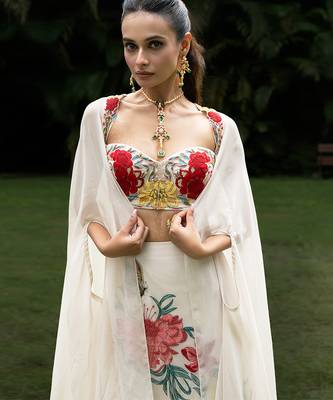 light grey viscose embroidered co ord set for women 5