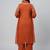 Women orange cotton printed kurta pant dupatta set with hand work and embroidered