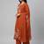 Women orange cotton printed kurta pant dupatta set with hand work and embroidered