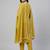 Women yellow cotton printed kurta pant dupatta set with hand work and embroidered lace