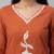 Women orange cotton printed kurta pant dupatta set with hand work and embroidered lace